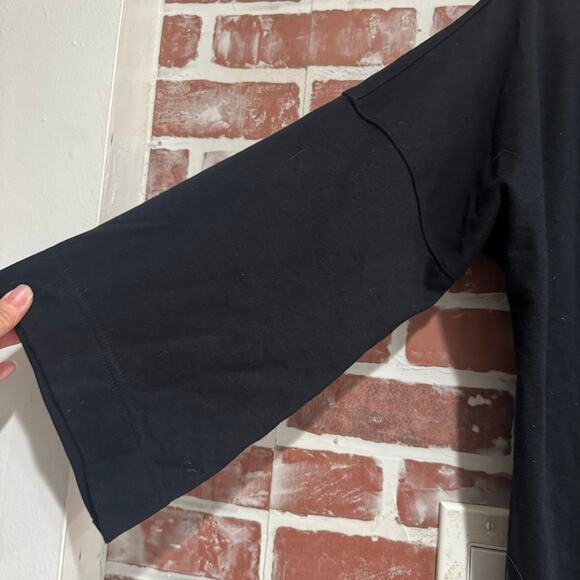 Dharana Movement Hand Embroidered Black Cotton Open Front Kimono Cardigan M/L - Picture 3 of 6